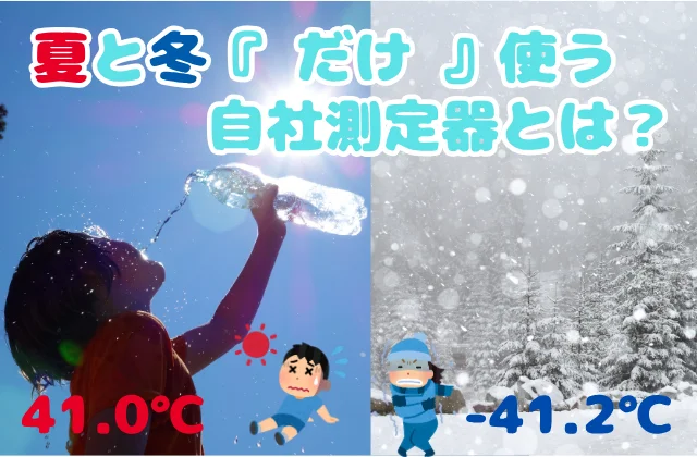 炎天下で水を飲む少年と吹雪いている森林