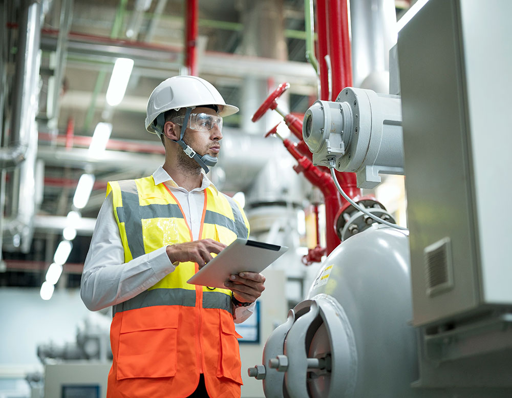 Engineer checking a boiler